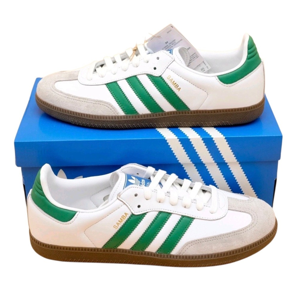Adidas Originals Samba OG Shoes Cloud White Green IG1024  Men's Sizes 4.5 NEW